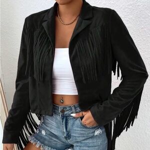 Lightweight Fringe Black Jacket for Women